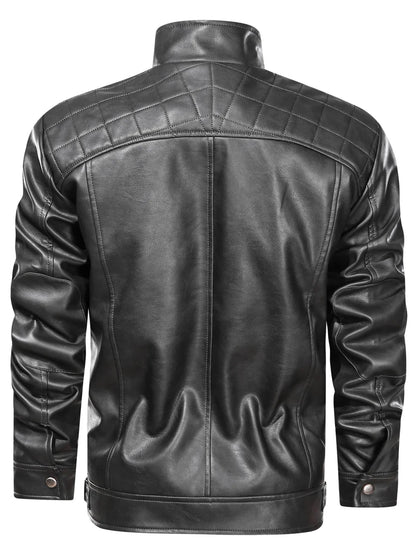 Men’s Biker Jacket Black Waist Tabs — Black — view 2