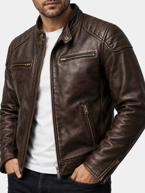 Men’s Biker Jacket Quilted Panels