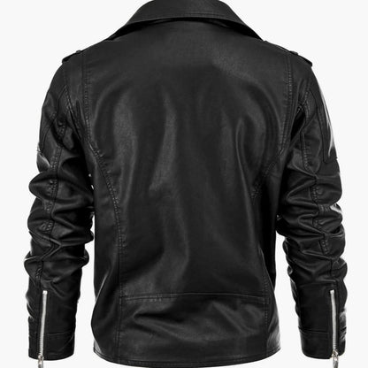 Men’s Biker Jacket Black Double Buckle — Black — view 2
