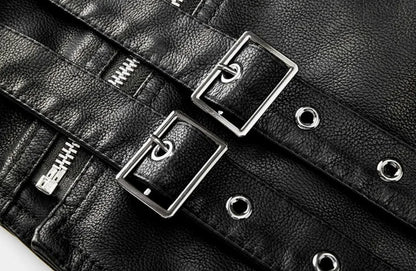 Men’s Biker Jacket Black Double Buckle — Black — view 3
