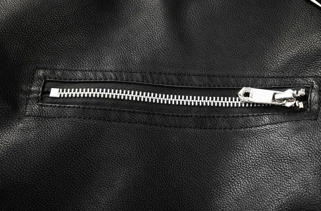 Men’s Biker Jacket Black Double Buckle — Black — view 4