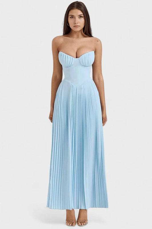 Corset Maxi Dress Light Blue Strapless — Light Blue — view 1