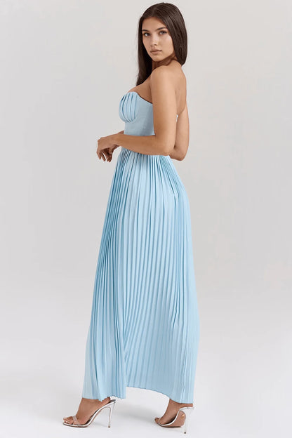 Corset Maxi Dress Light Blue Strapless — Light Blue — view 3