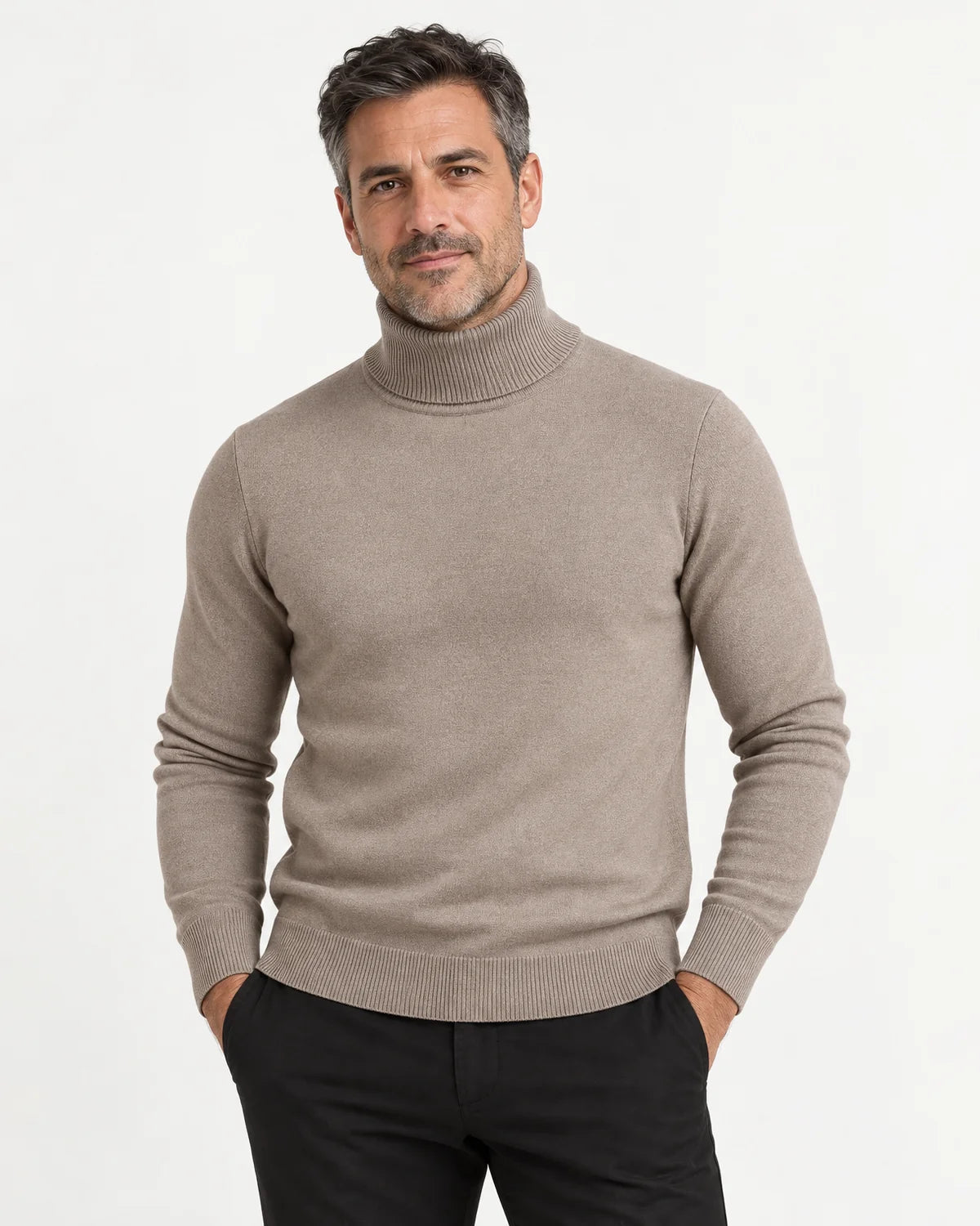 Men's classic turtleneck sweater in Beige