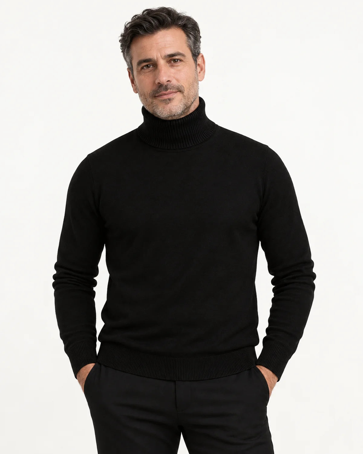 Men's classic turtleneck sweater in Black