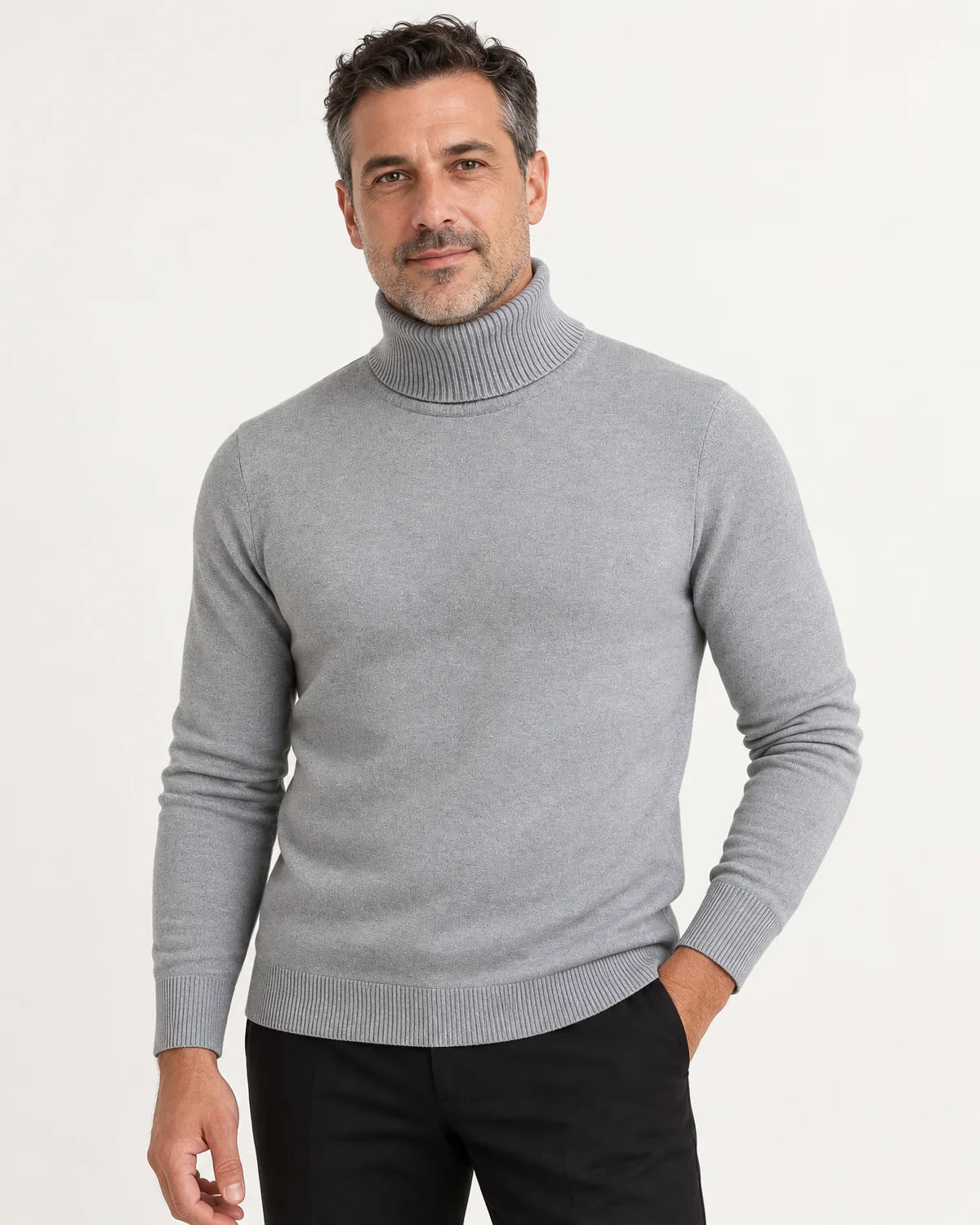 Men's classic turtleneck sweater in Gray