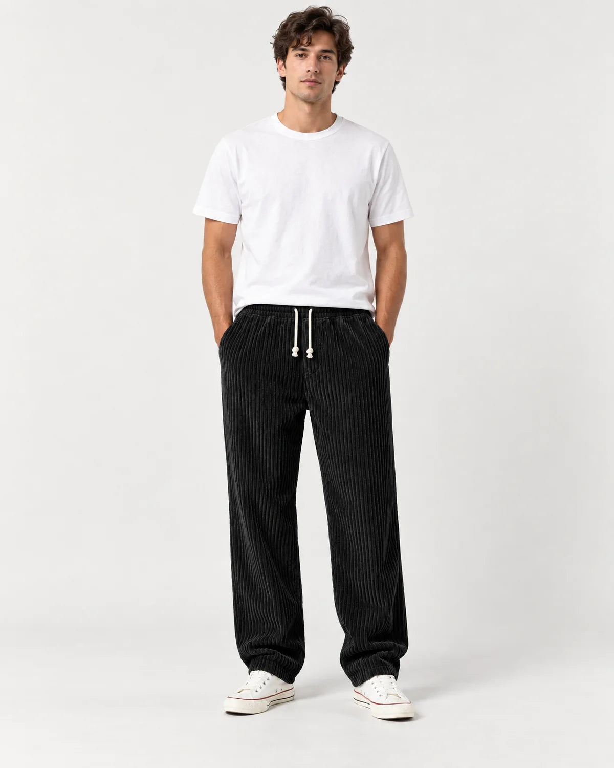 Men's drawstring pants in Black