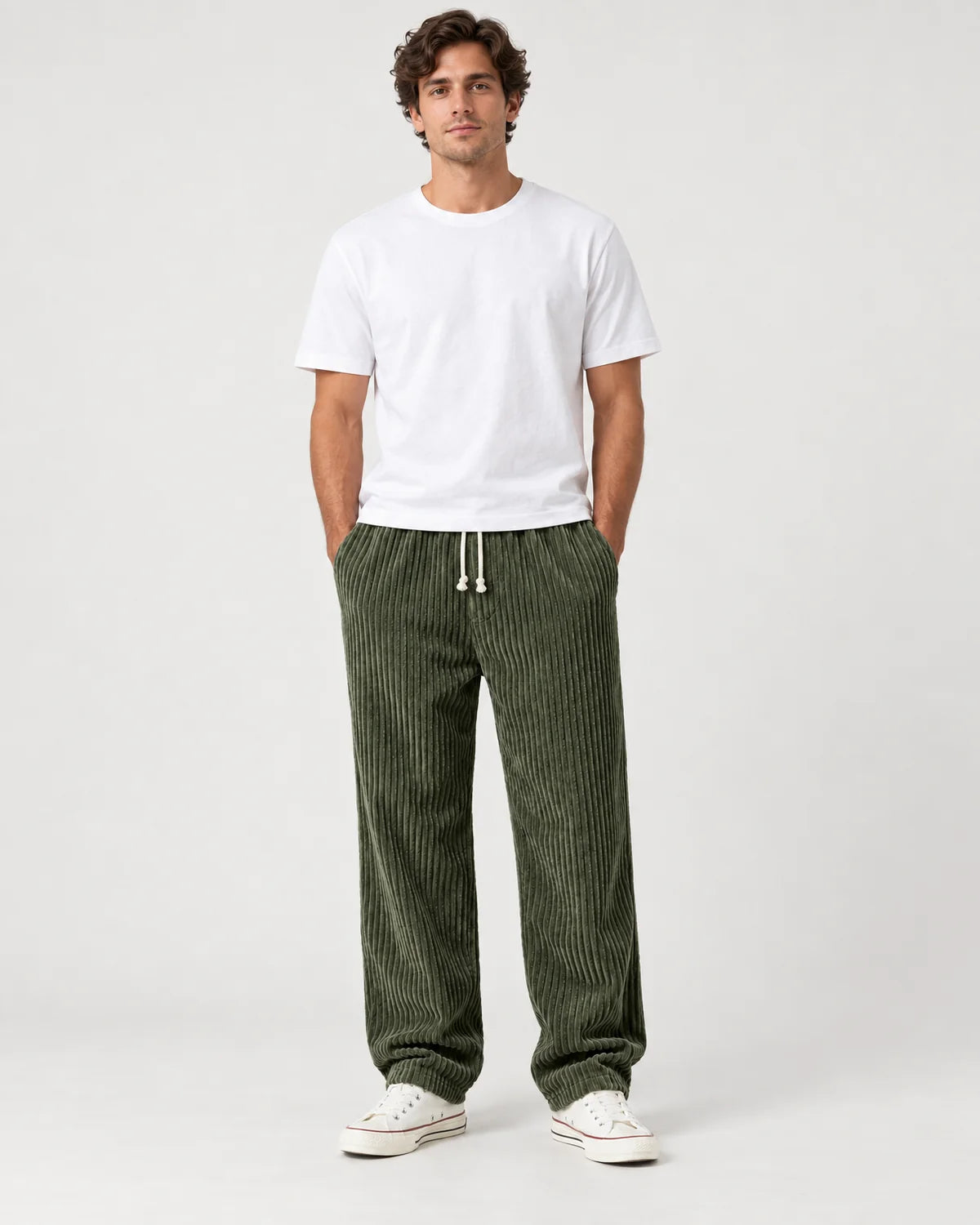 Men's drawstring pants in Green