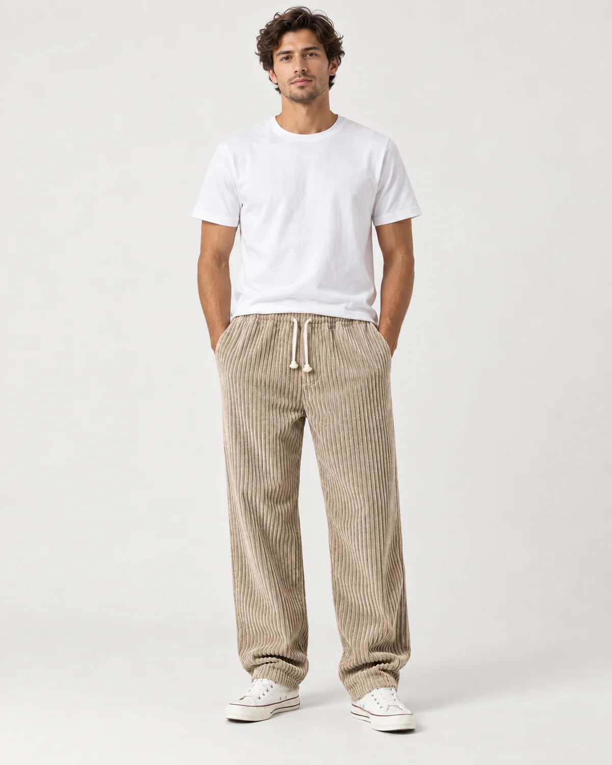 Men's drawstring pants in Khaki