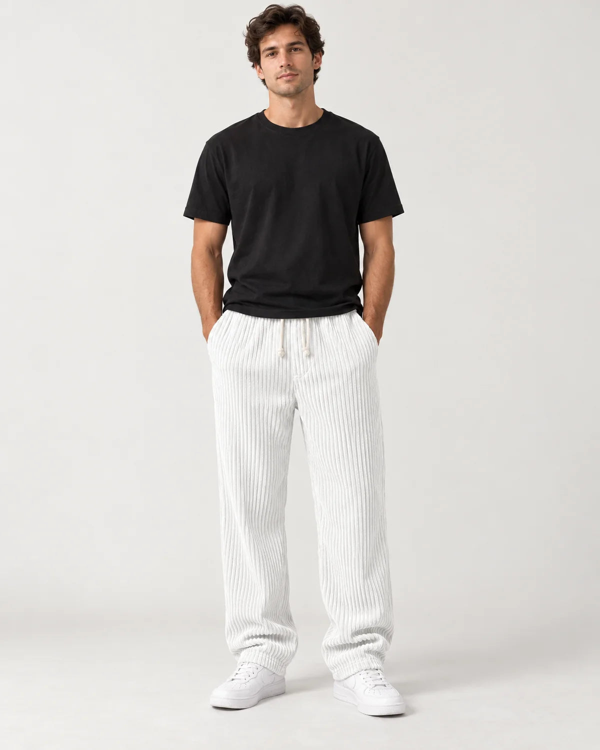 Men's drawstring pants in White