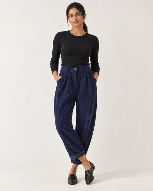 Maisie | Women's High-Waisted Tapered Pants with Pleats