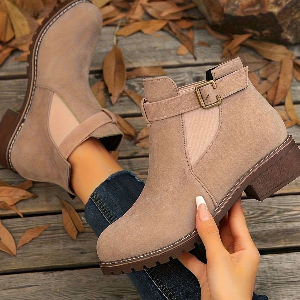 Chelsea-Style Ankle Boots – Black Buckle Strap — Blush