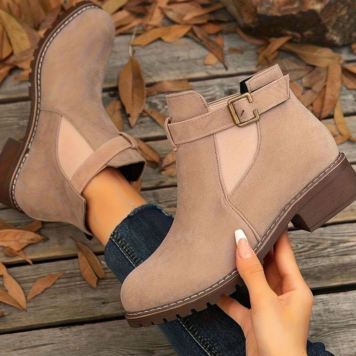 Chelsea-Style Ankle Boots – Black Buckle Strap — Blush