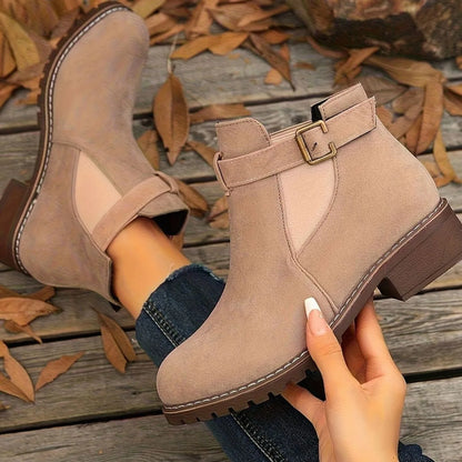 Chelsea-Style Ankle Boots – Black Buckle Strap — Blush