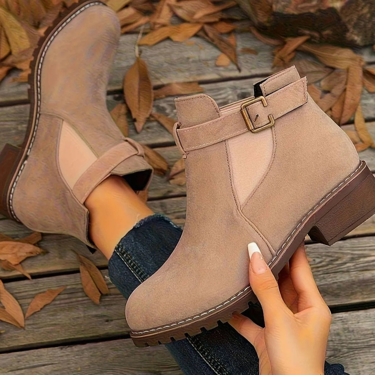 Chelsea-Style Ankle Boots – Black Buckle Strap — Blush