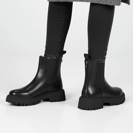 Chelsea Boots – Black Lug Sole Ankle Boots for Women — Black