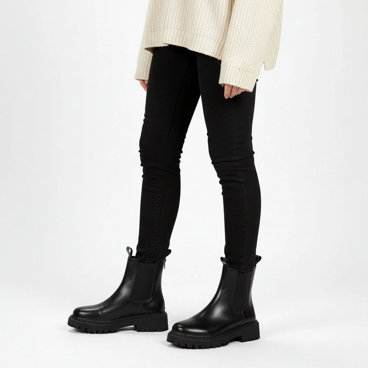 Chelsea Boots – Black Lug Sole Ankle Boots for Women — Black