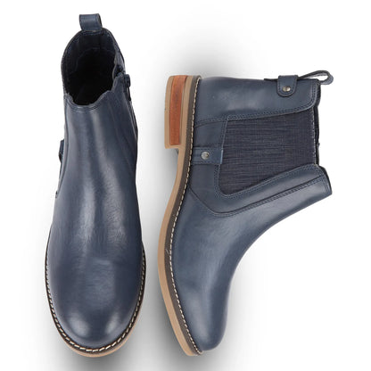 Chelsea Boots – Navy Almond Toe with Contrast Sole — Navy