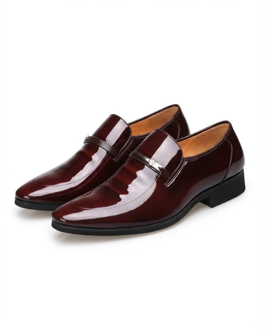 Men's Loafers – Black Metal Bar and Low Heel — Dark Brown
