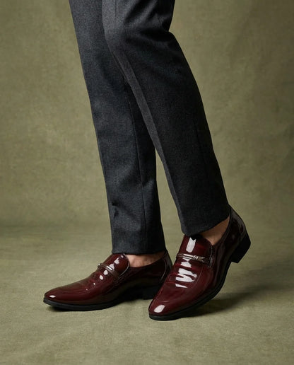 Men's Loafers – Black Metal Bar and Low Heel — Dark Brown