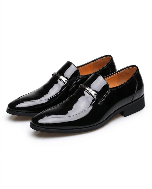 Men's Loafers – Black Metal Bar and Low Heel