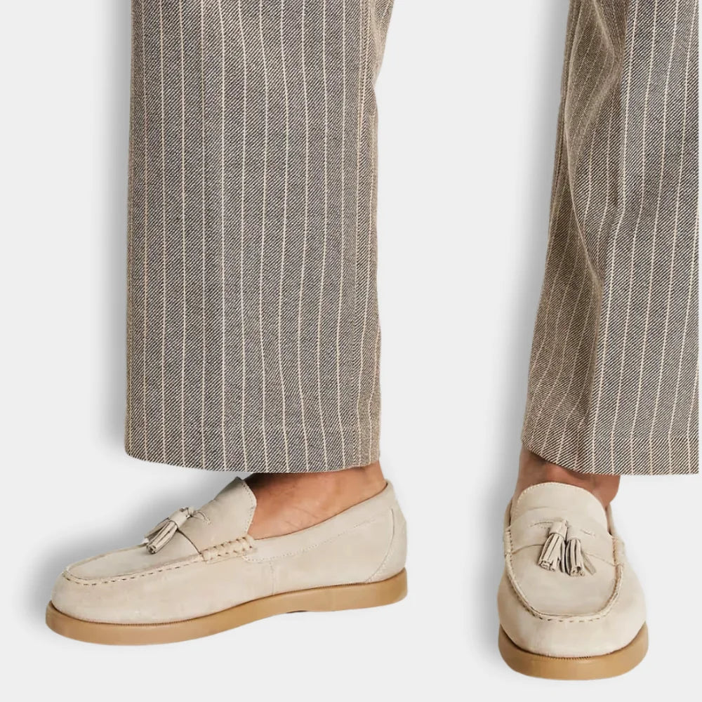 Men's Loafers – Cream with Tassel Detail — Cream