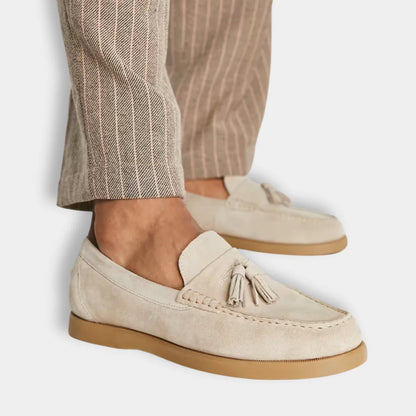 Men's Loafers – Cream with Tassel Detail — Cream