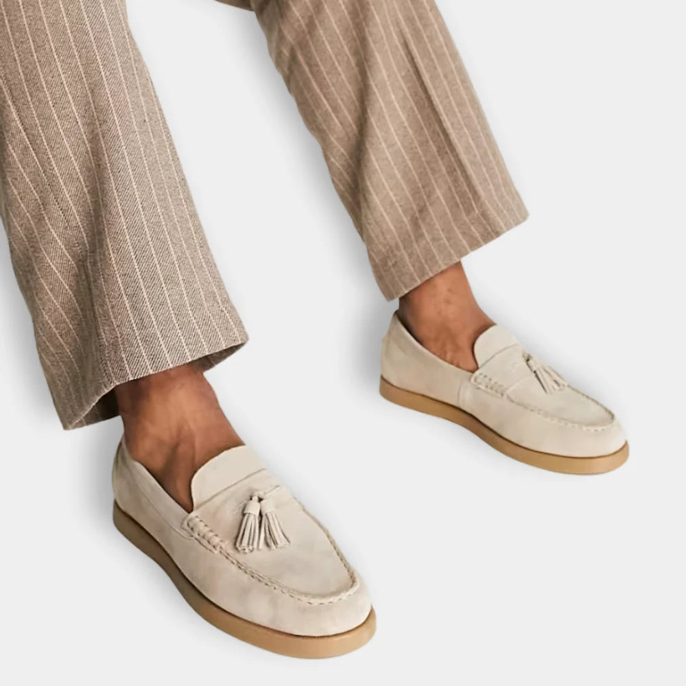Men's Loafers – Cream with Tassel Detail — Cream