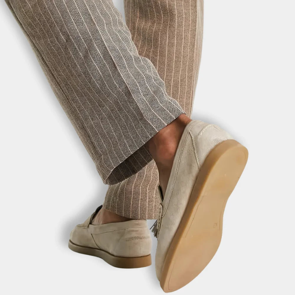 Men's Loafers – Cream with Tassel Detail — Cream