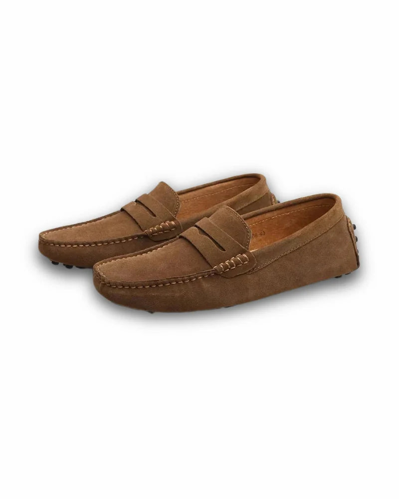 Men's Loafers – Black Penny Strap and Textured Sole — Brown