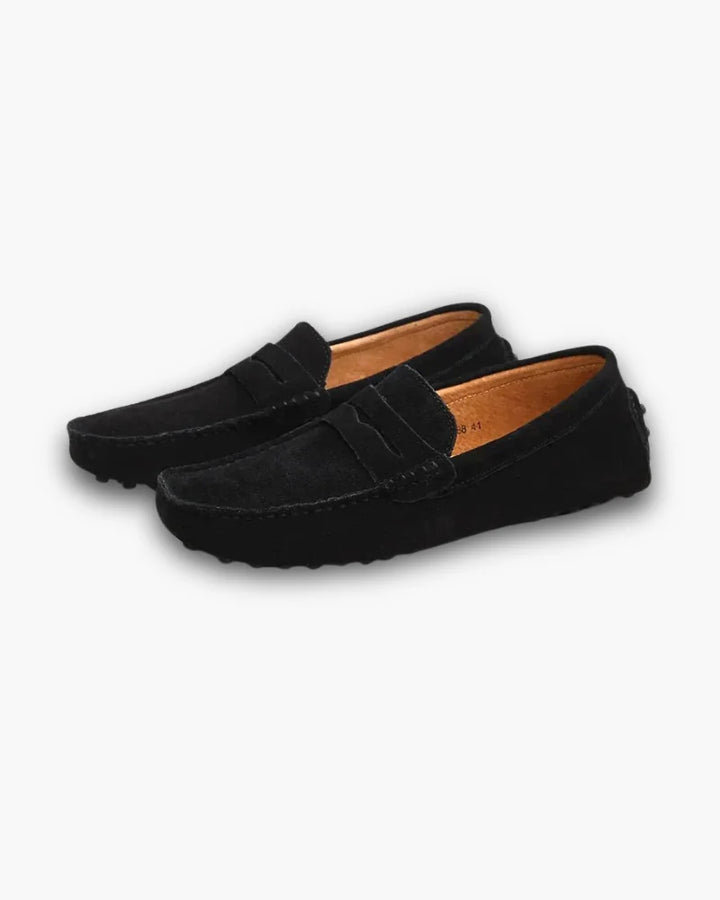 Men's Loafers – Black Penny Strap and Textured Sole — Black