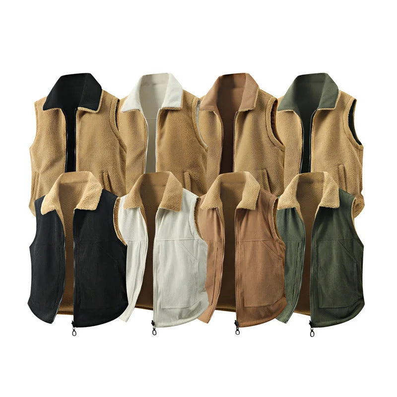Men's Vest – Black Zip Front with Contrast Collar — colour options