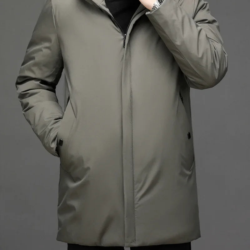 Men's Winter Jacket – Black Hooded Zip Front — Green