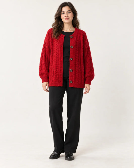 Odile - Women's Cardigans in Red