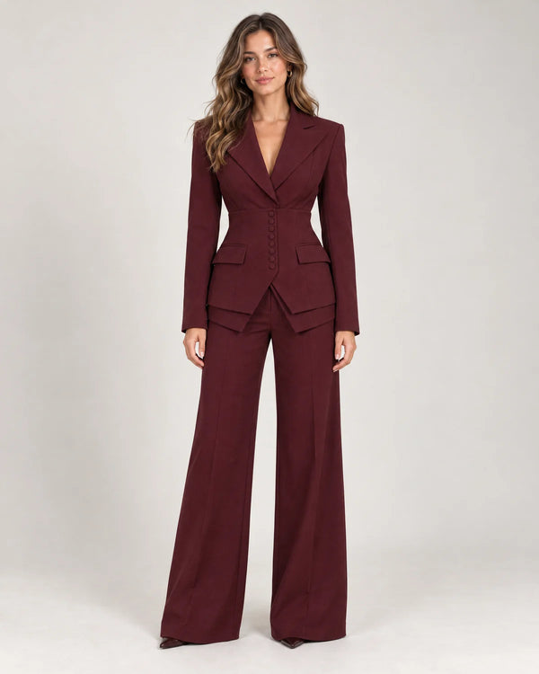 Woman in a tailored three-piece suit