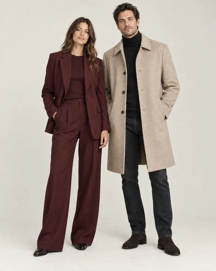 Woman and man in relaxed autumn layers
