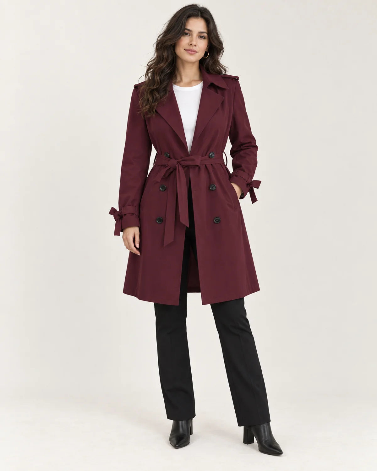 Vivienne - Women's Coats in Burgundy