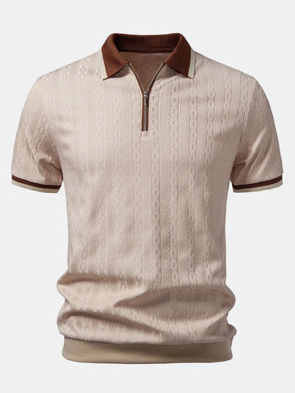 Men's Textured Quarter-Zip Polo