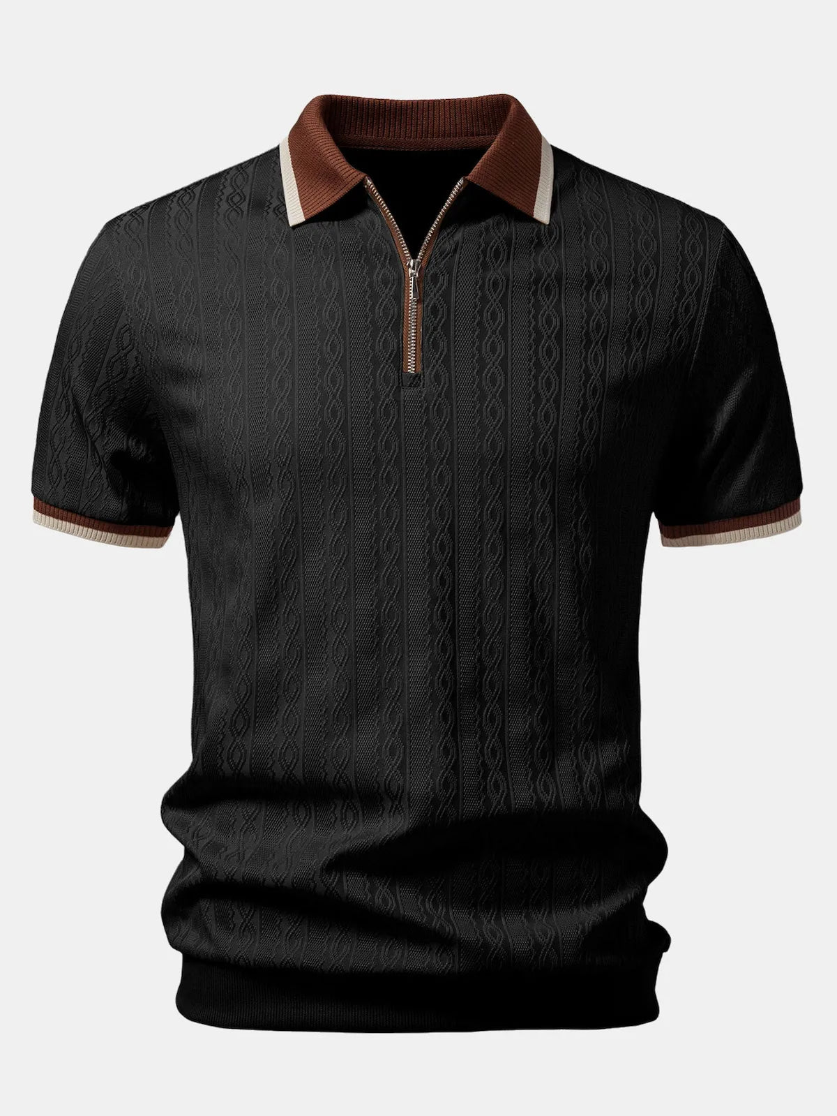 Men's Textured Quarter-Zip Polo - view 3