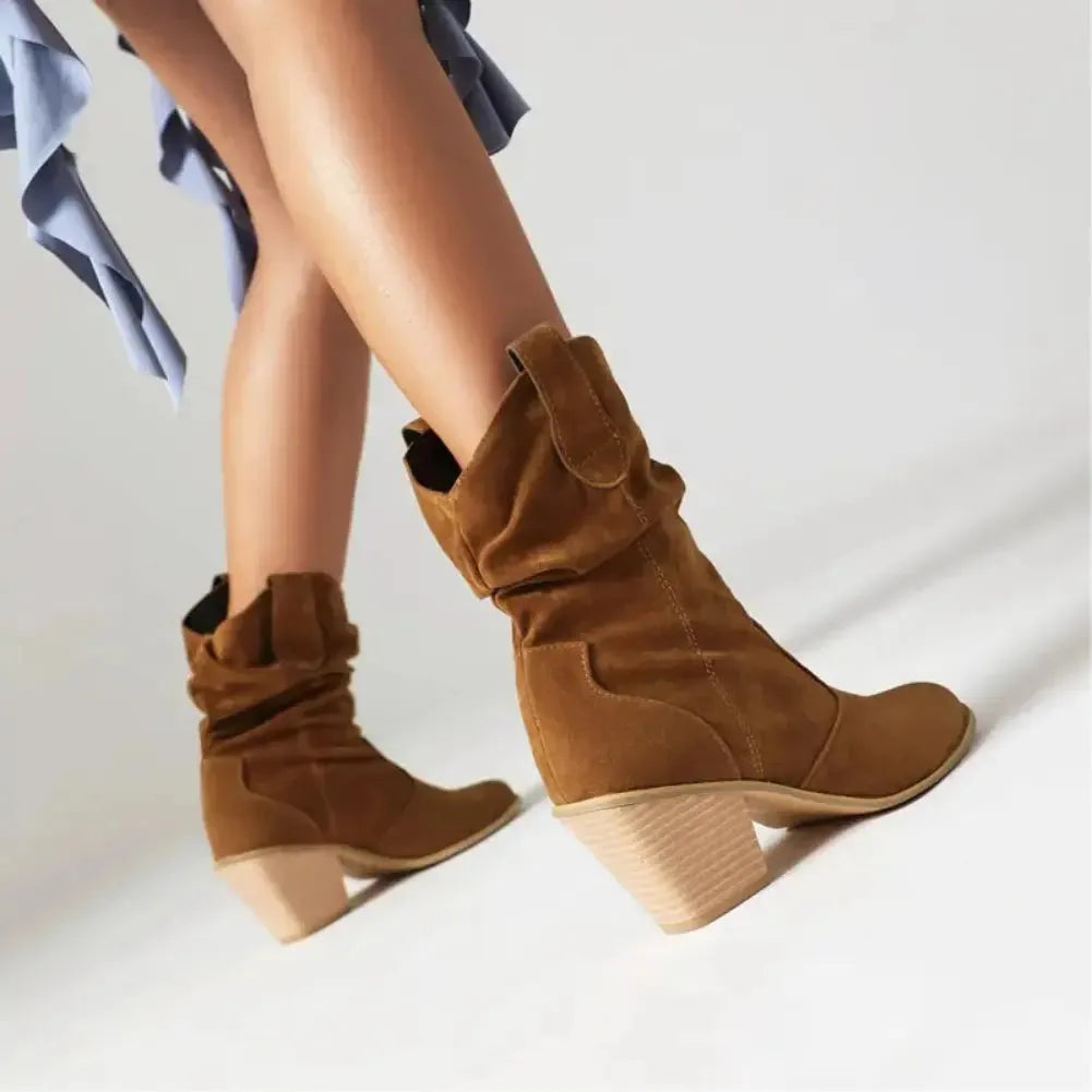 Women's Suede Slouch Cowboy Boots