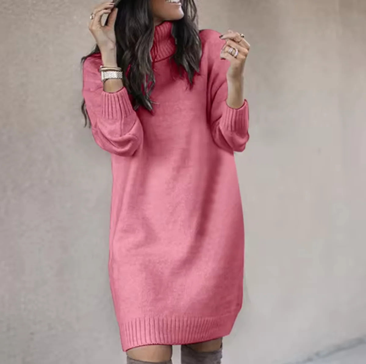 Roll-Neck Sweater Dress