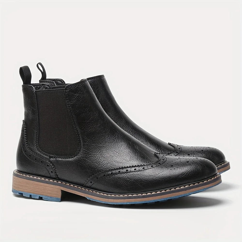 Men's Chelsea Boots – Black Brogue Wingtip