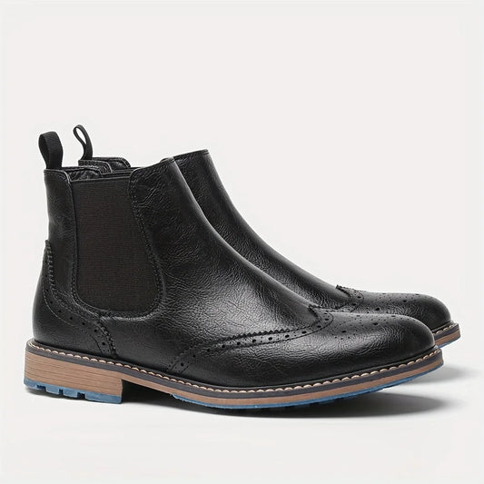 Men's Chelsea Boots – Black Brogue Wingtip
