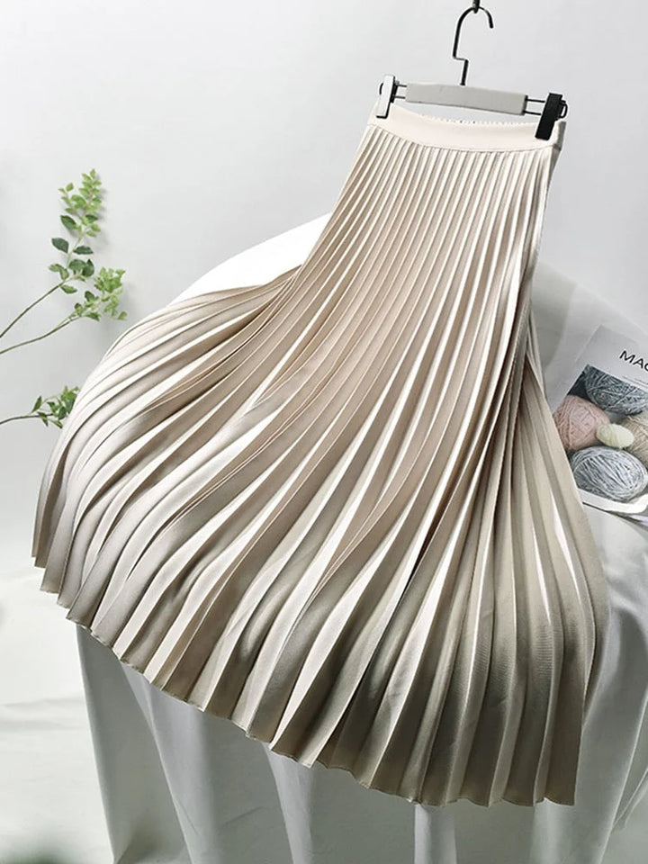 Pleated Midi Skirt with High Waist