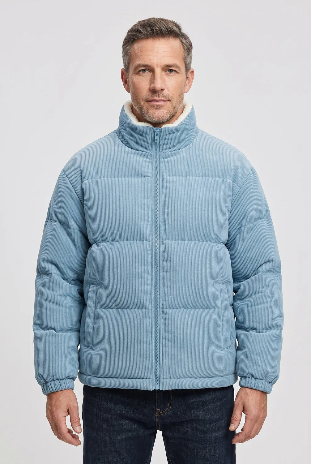 Men's Corduroy Collar Puffer Jacket
