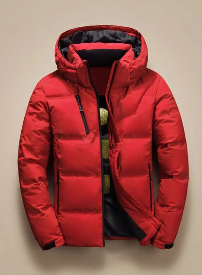 Men's Hooded Puffer Jacket – Black Detachable Hood