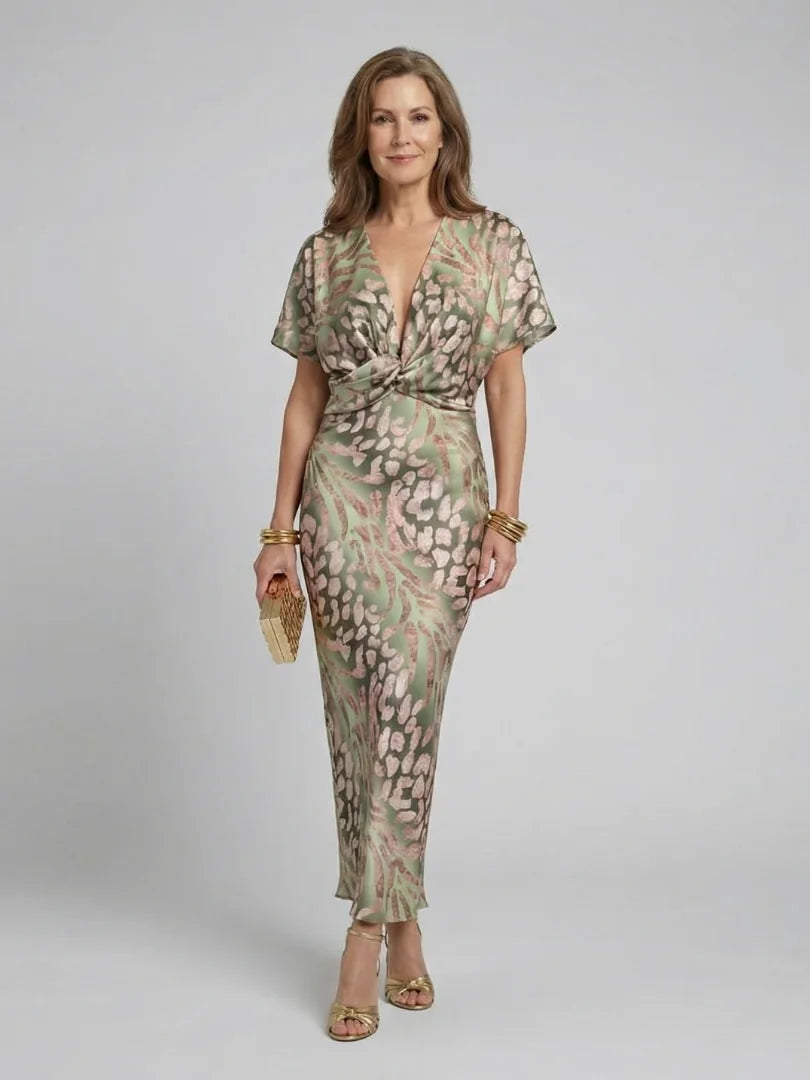Artistic and Refined Abstract Print Midi Dress