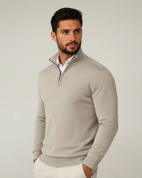 Men's Half-Zip Sweater Structured Collar