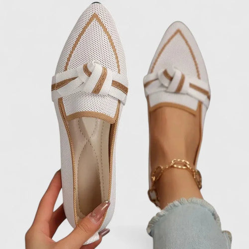 Maricela | Pointed Toe Knit Flats with Knot