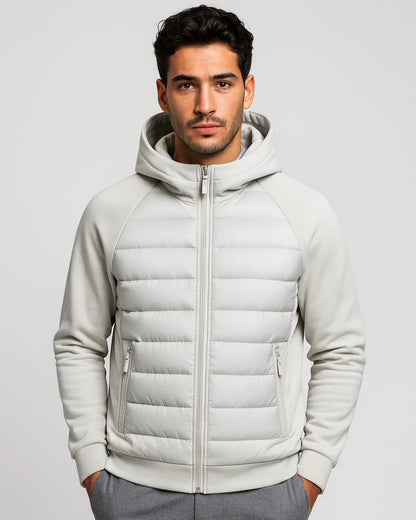 Men's Hooded Puffer Jacket – Black Raglan Softshell